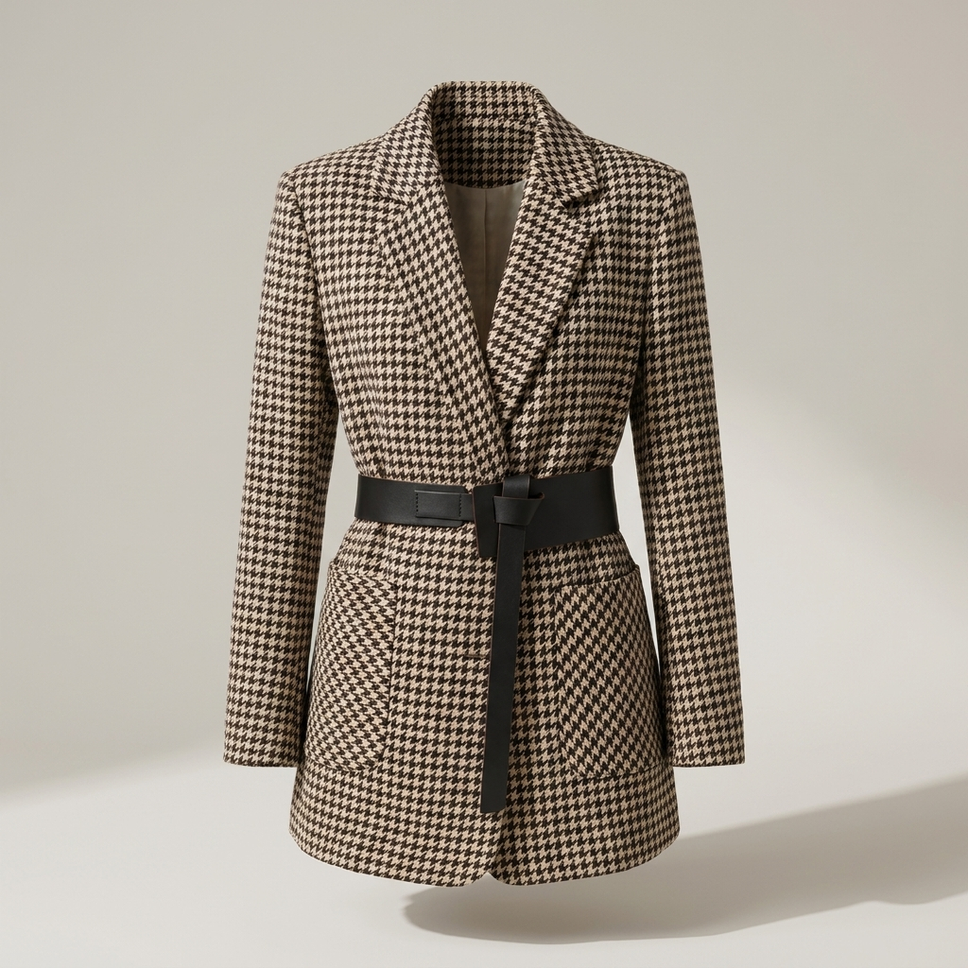 PLUXSTYLE::numise::womens-houndstooth-parka::pack-black