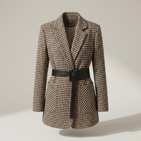 PLUXSTYLE::numise::womens-houndstooth-parka::pack-black