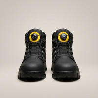PLUXSTYLE::numise::mens-quick-lock-steel-toe-work-boots::pack-black