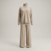 PLUXSTYLE::numise::relaxed-turtleneck-wide-leg-pants-set::pack-brown
