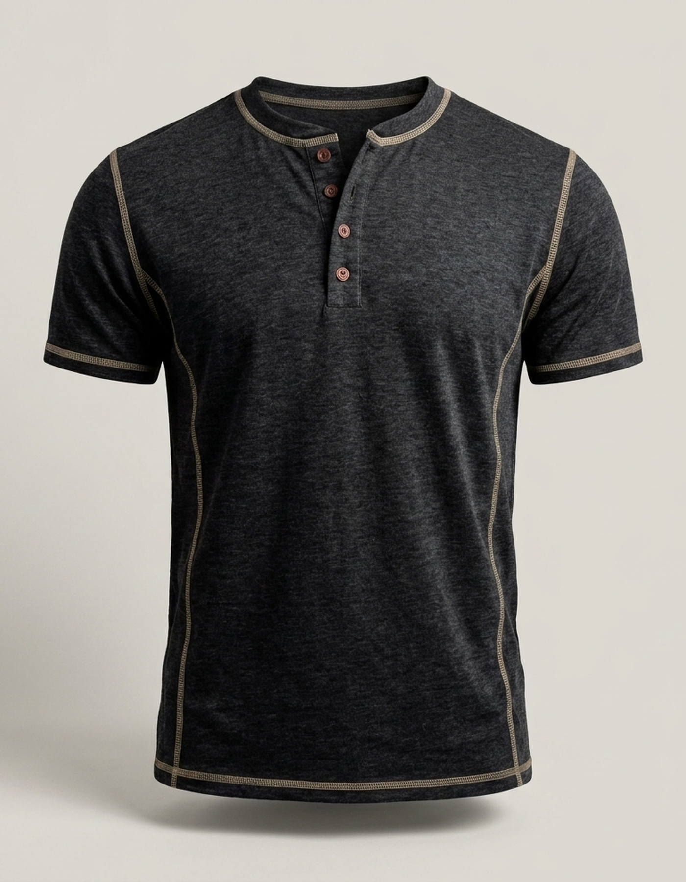 PLUXSTYLE::numise::mens-regular-fit-henley-top::pack-black