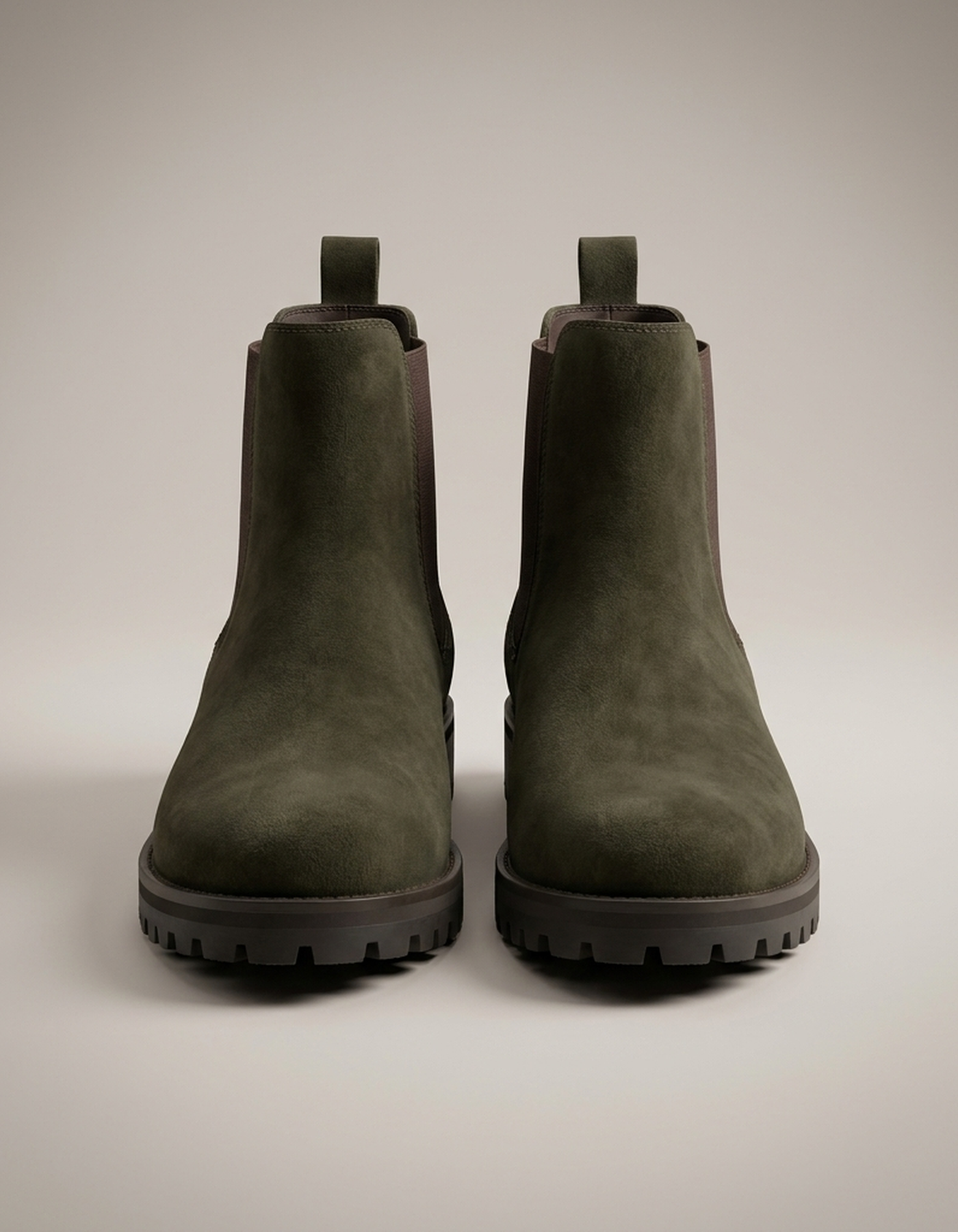 PLUXSTYLE::numise::beatrix-lug-sole-chelsea-boots::pack-dark-green