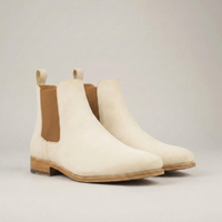 PLUXSTYLE::numise::mens-ivory-chelsea-boots::closeup-detail