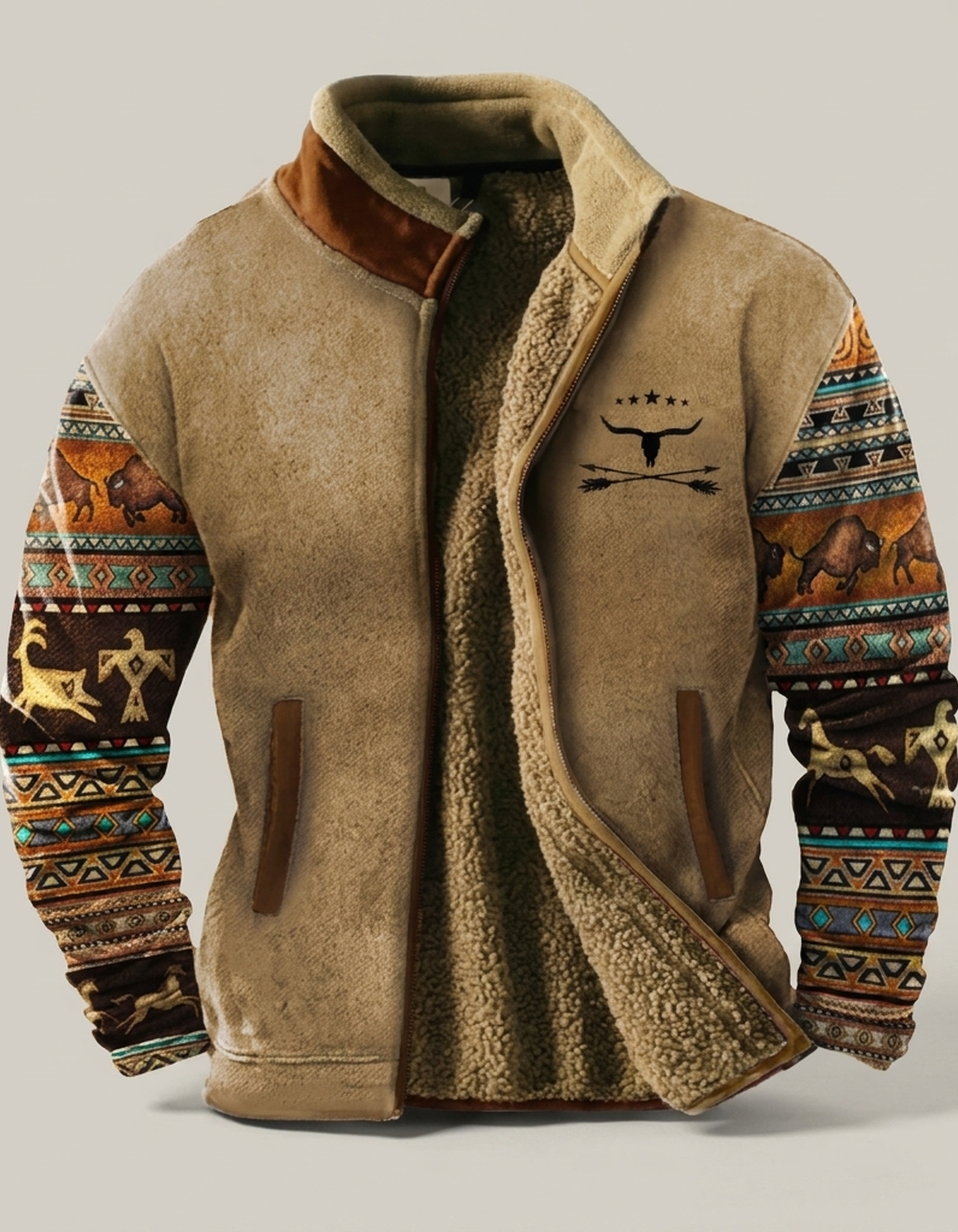 PLUXSTYLE::numise::mens-casual-zip-jacket::pack-khaki