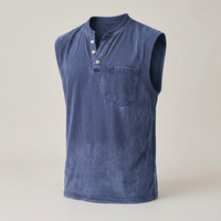 PLUXSTYLE::numise::mens-relaxed-henley-tank-top::pack-navy-blue