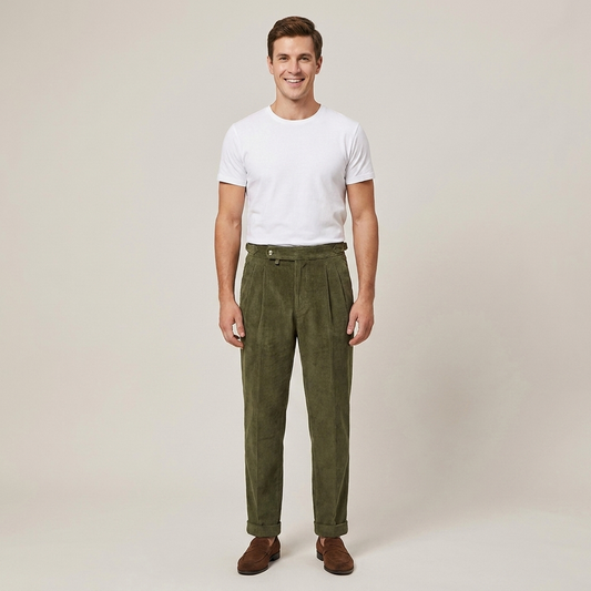 PLUXSTYLE::numise::mens-high-rise-pleated-pants::front