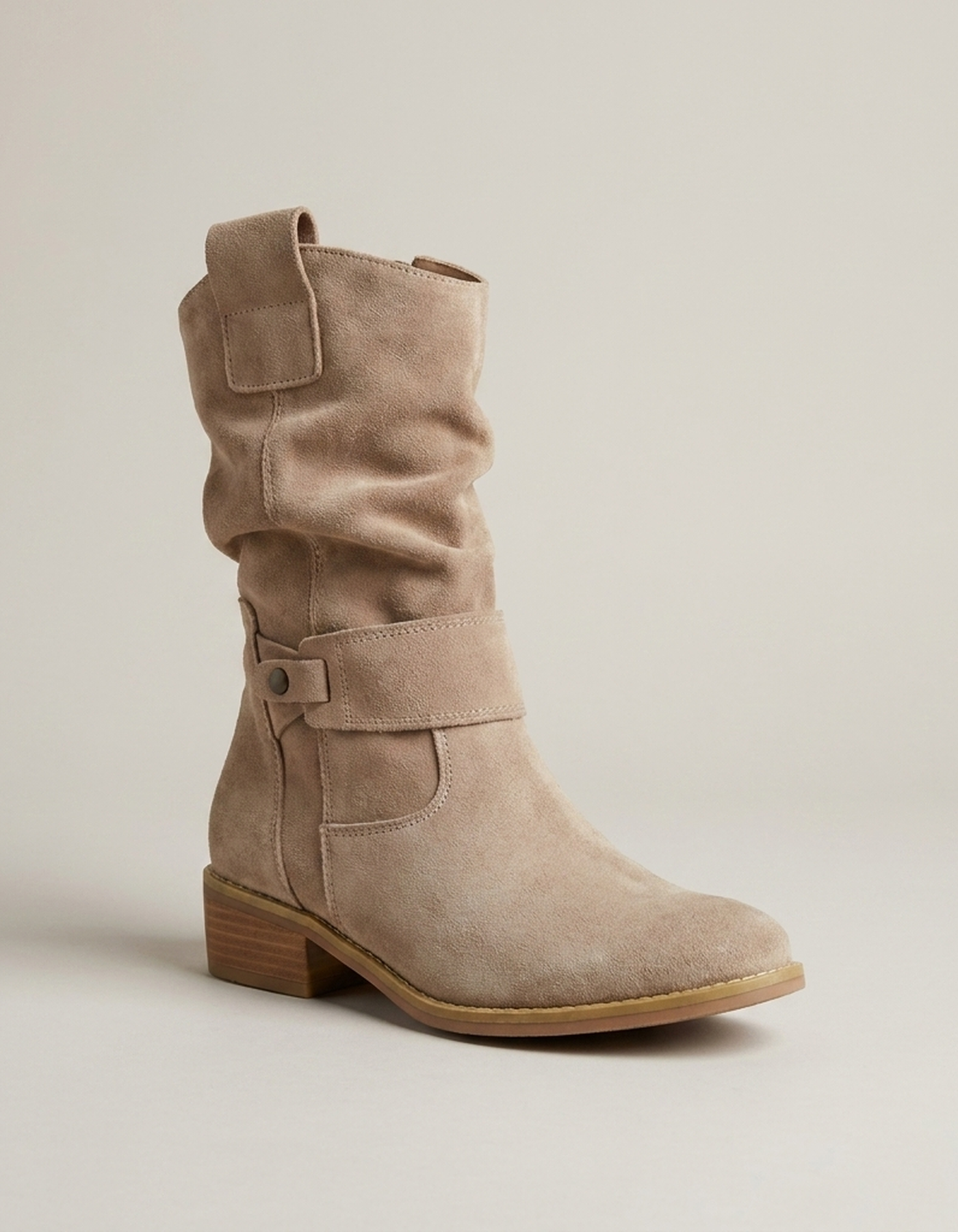 PLUXSTYLE::numise::slouch-fit-buckle-ankle-boots::closeup-hero