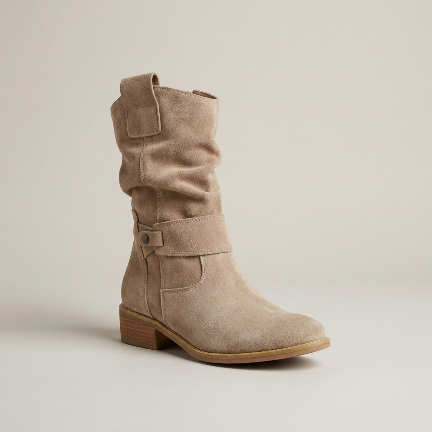 PLUXSTYLE::numise::slouch-fit-buckle-ankle-boots::closeup-hero