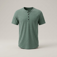 PLUXSTYLE::numise::mens-relaxed-short-sleeve-henley-top::pack-army-green