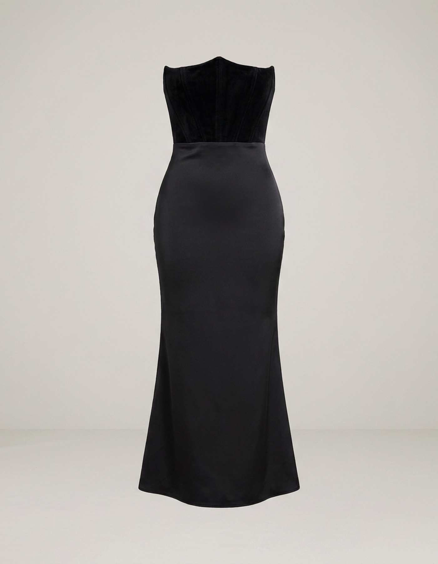 PLUXSTYLE::numise::strapless-corset-maxi-dress::pack-black