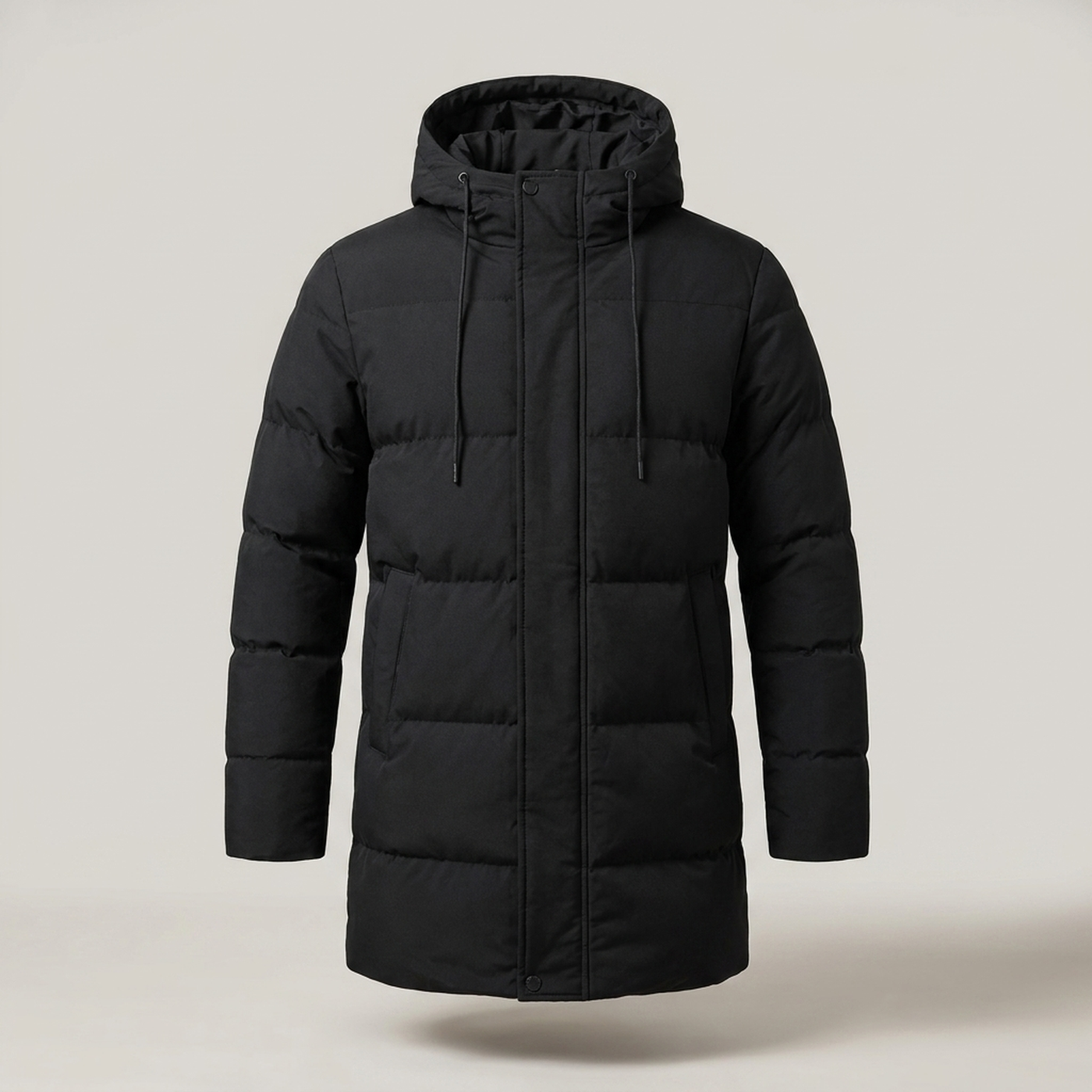 PLUXSTYLE::numise::mens-mid-length-hooded-parka::pack-black