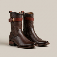 PLUXSTYLE::numise::mens-polished-dark-brown-boots::pack-dark-brown