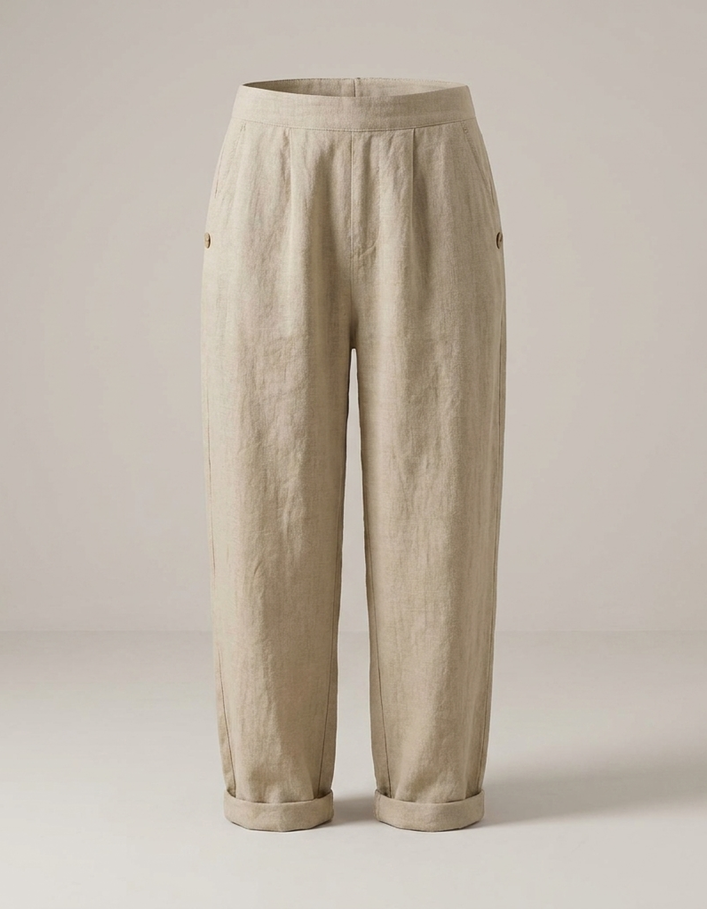 PLUXSTYLE::numise::womens-high-waist-linen-blend-trousers-for-all-day-comfort::pack-beige