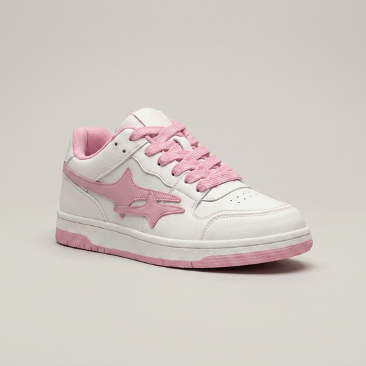 PLUXSTYLE::numise::blush-low-top-sneakers::closeup-hero