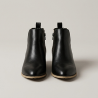 PLUXSTYLE::numise::womens-low-heel-side-zip-boots::pack-black