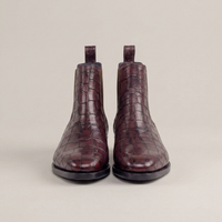 PLUXSTYLE::numise::mens-alligator-print-chelsea-boots::pack-burgundy