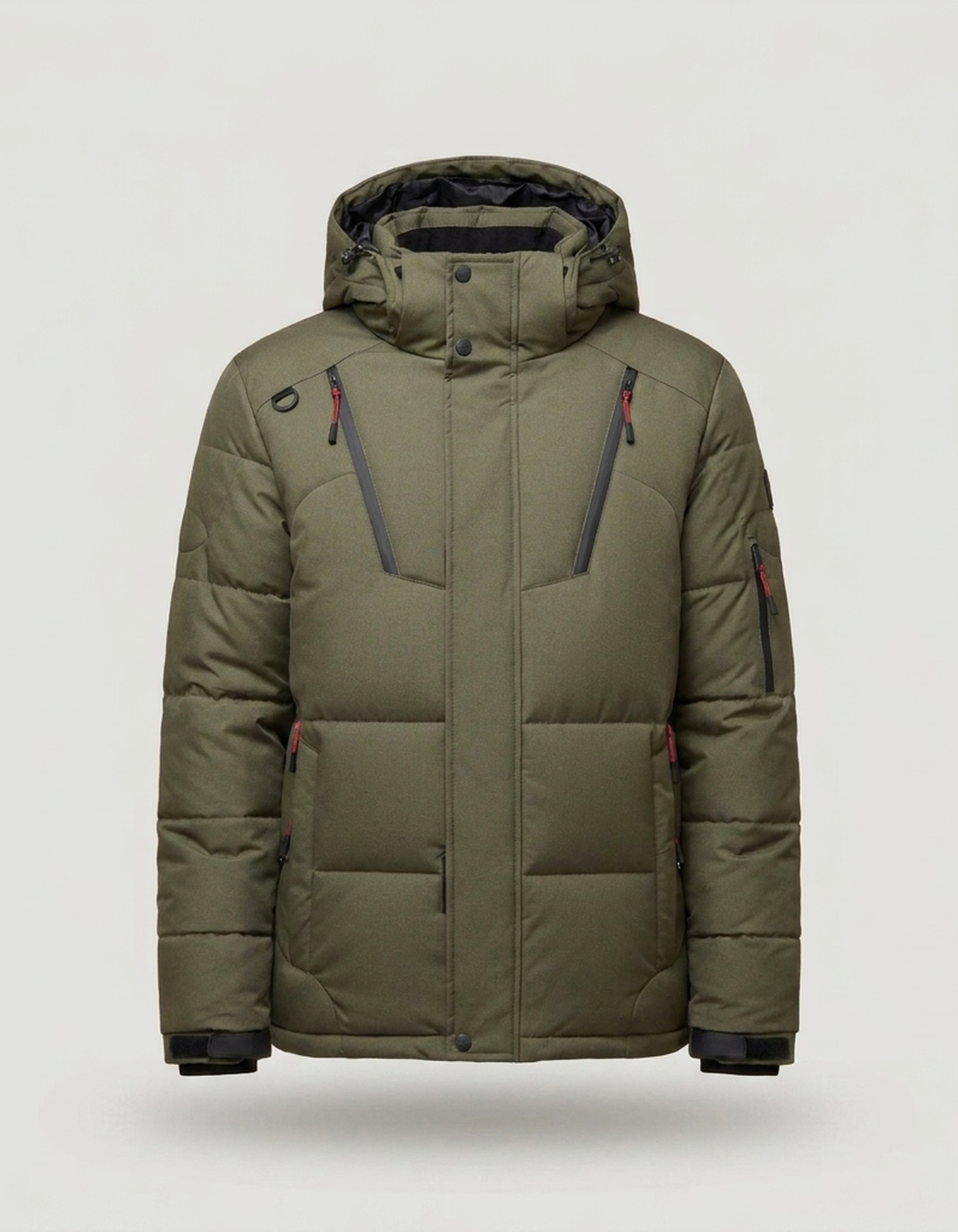 PLUXSTYLE::numise::mens-water-repellent-tailored-parka::pack-green