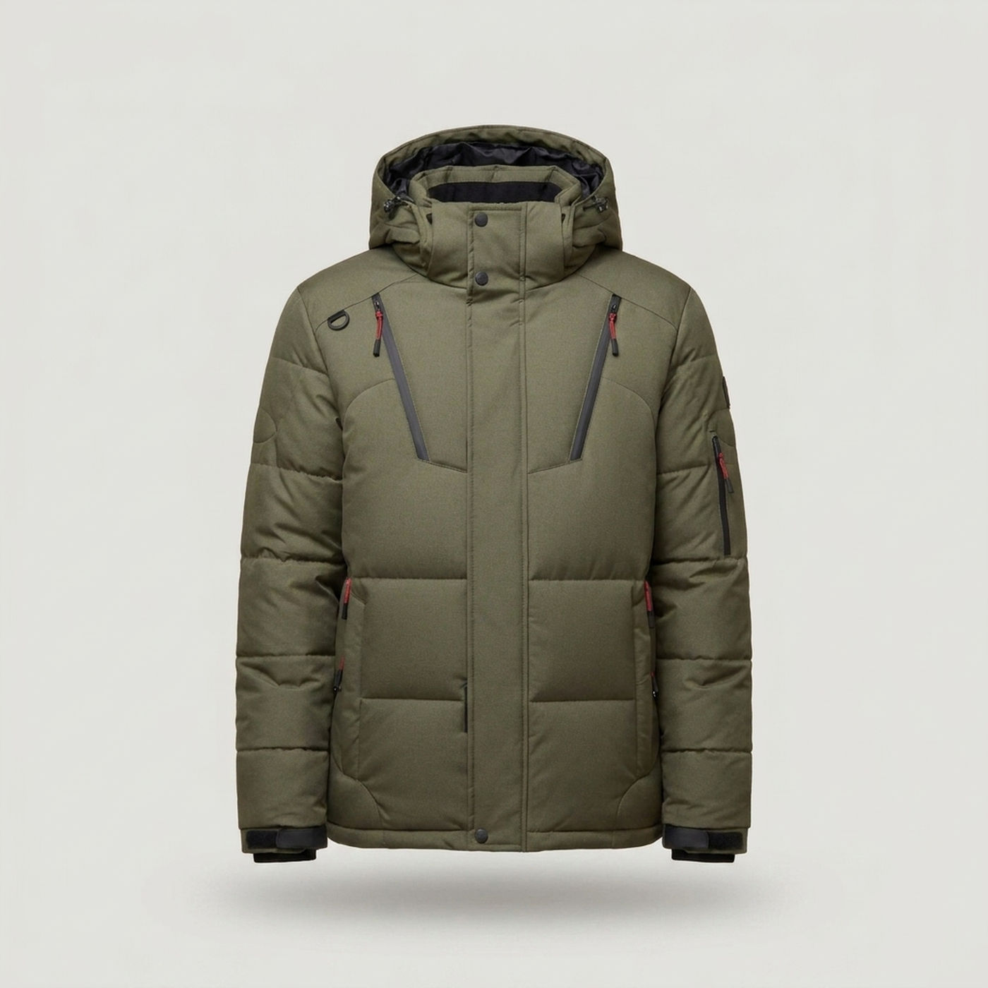 PLUXSTYLE::numise::mens-water-repellent-tailored-parka::pack-green