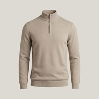 PLUXSTYLE::numise::mens-high-neck-half-zip-sweater::pack-beige