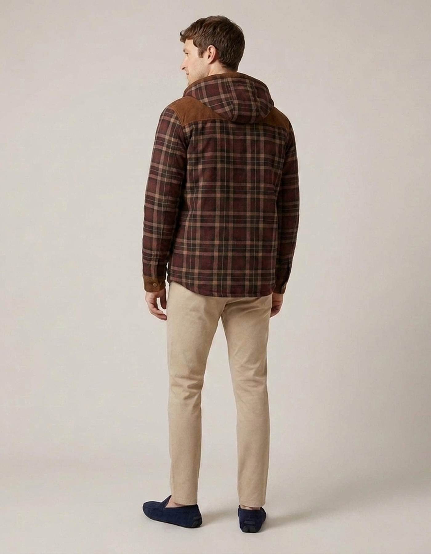 PLUXSTYLE::numise::mens-plaid-hooded-parka::back