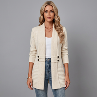 Addison | Damen-Longline-Strickjacke mit Knöpfen