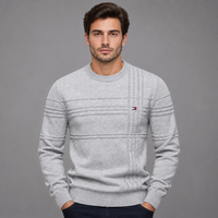 Men’s Textured Stripe Crew-Neck Sweater