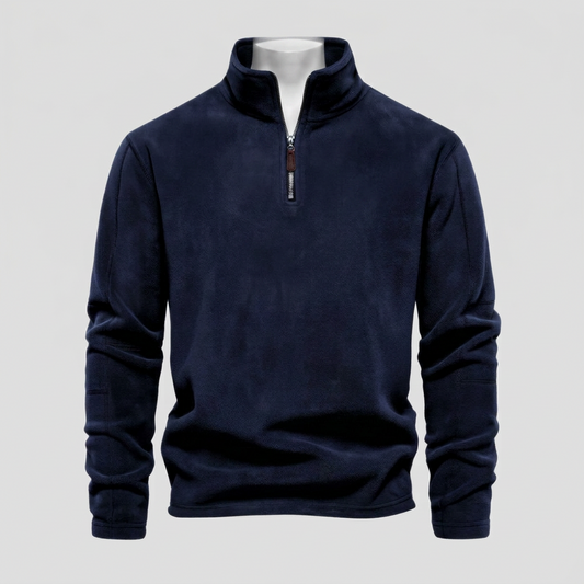 Herren-Pullover mit Viertelreißverschluss und Stehkragen