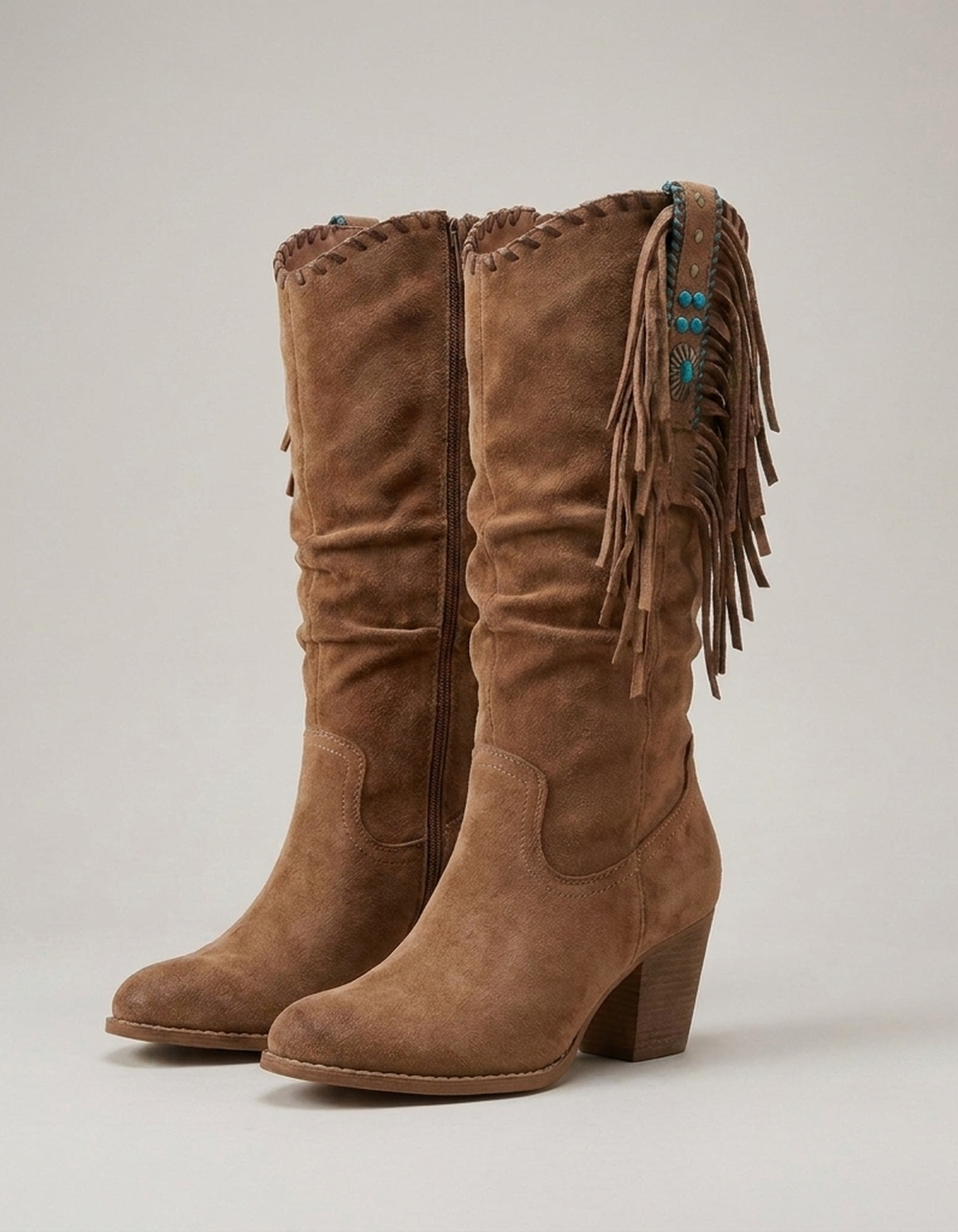 PLUXSTYLE::numise::womens-fringe-cowboy-boots::closeup-detail