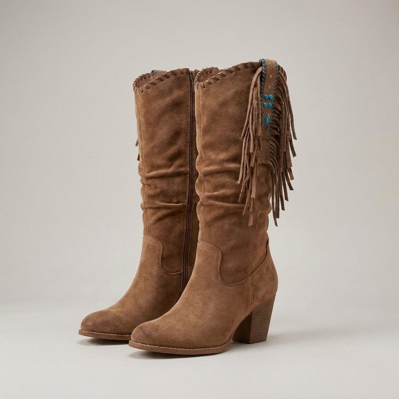 PLUXSTYLE::numise::womens-fringe-cowboy-boots::closeup-detail