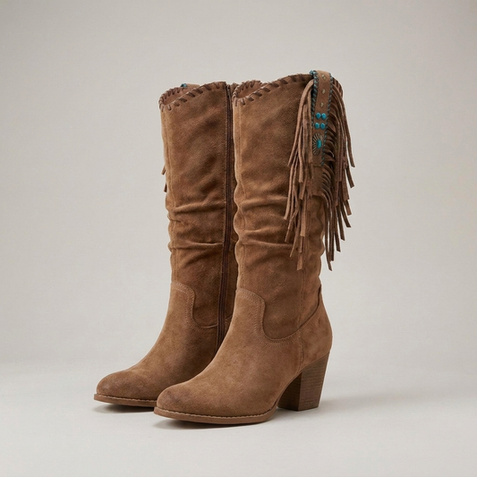 PLUXSTYLE::numise::womens-fringe-cowboy-boots::closeup-detail