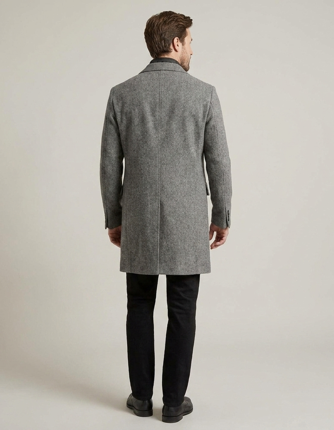PLUXSTYLE::numise::mens-tailored-gray-overcoat::back