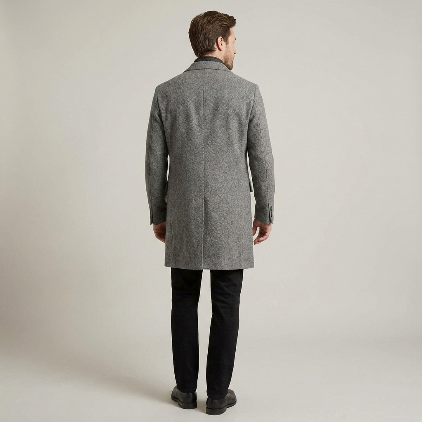 PLUXSTYLE::numise::mens-tailored-gray-overcoat::back