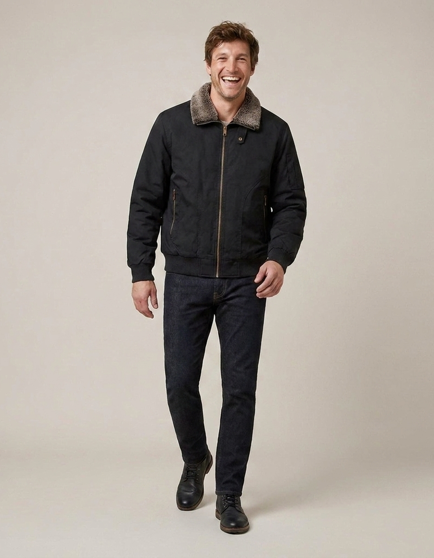 PLUXSTYLE::numise::mens-zip-front-bomber-parka::front