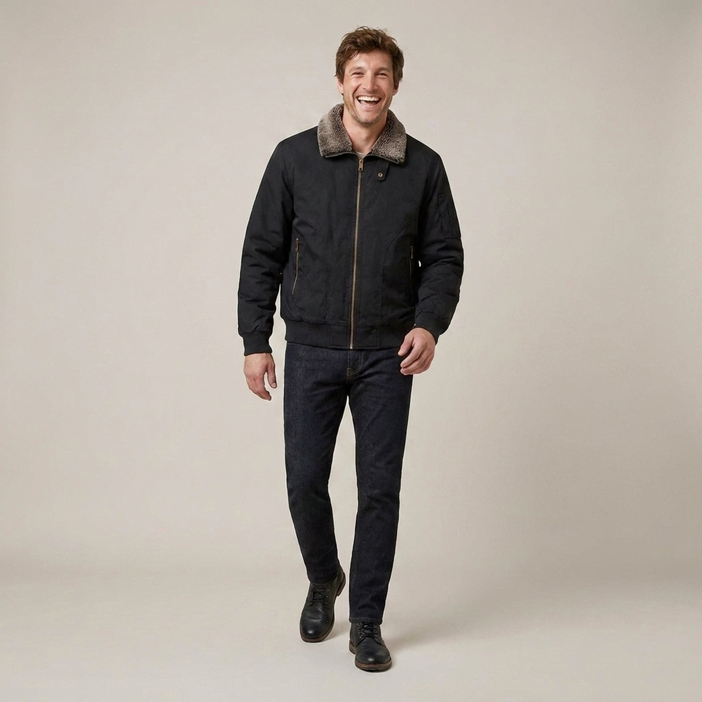 PLUXSTYLE::numise::mens-zip-front-bomber-parka::front