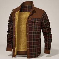PLUXSTYLE::numise::mens-plaid-hooded-parka::pack-wine-red