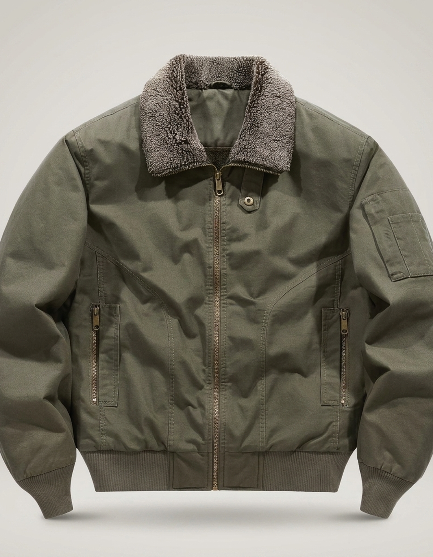 PLUXSTYLE::numise::mens-zip-front-bomber-parka::pack-green