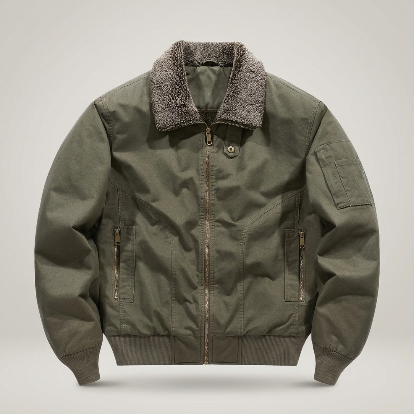 PLUXSTYLE::numise::mens-zip-front-bomber-parka::pack-green