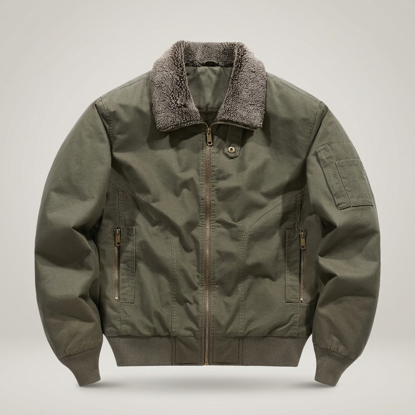 PLUXSTYLE::numise::mens-zip-front-bomber-parka::pack-green