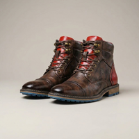 PLUXSTYLE::numise::two-tone-polished-ankle-boots::pack-reddish-brown