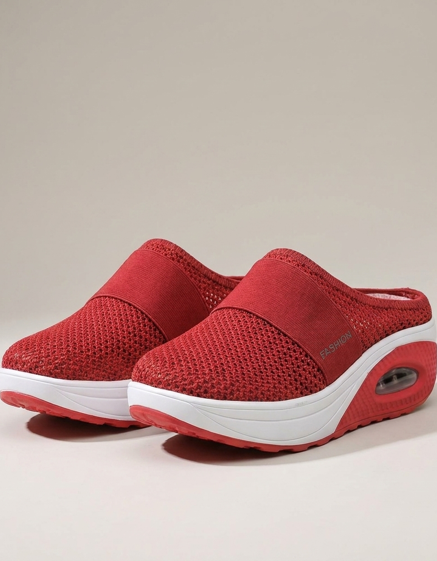 PLUXSTYLE::numise::air-cushion-slip-on-footwear::pack-red