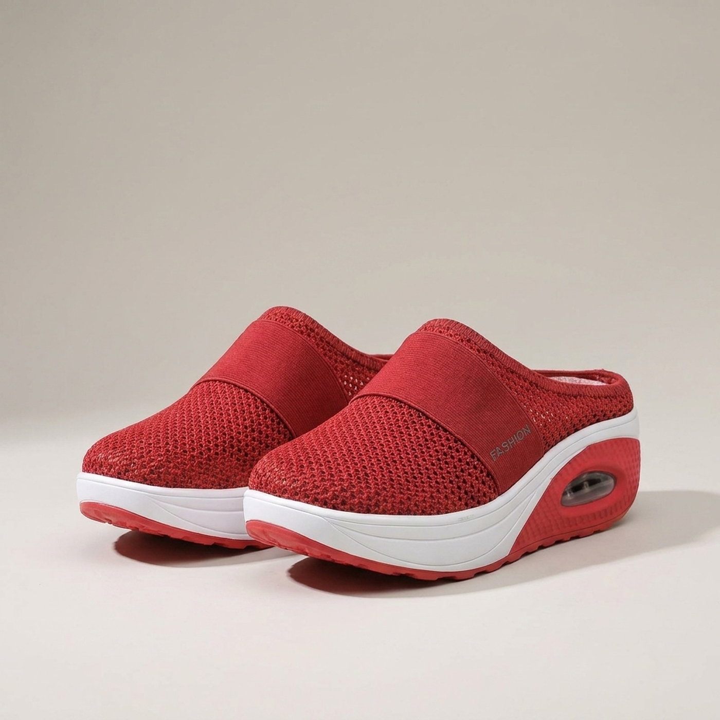 PLUXSTYLE::numise::air-cushion-slip-on-footwear::pack-red