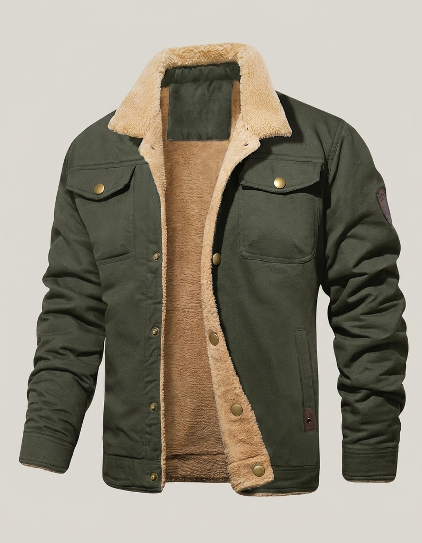 PLUXSTYLE::numise::mens-button-front-parka::pack-army-green