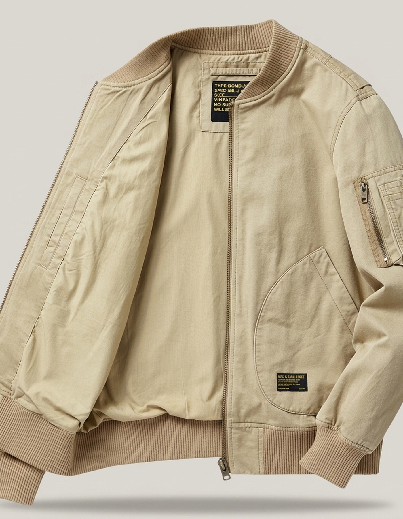 PLUXSTYLE::numise::mens-ribbed-trim-parka::pack-beige