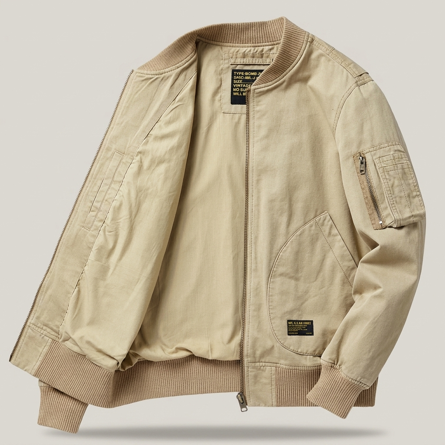 PLUXSTYLE::numise::mens-ribbed-trim-parka::pack-beige