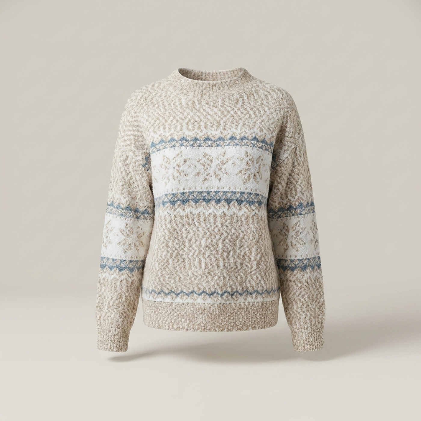 PLUXSTYLE::numise::angela-fair-isle-sweater::pack-beige