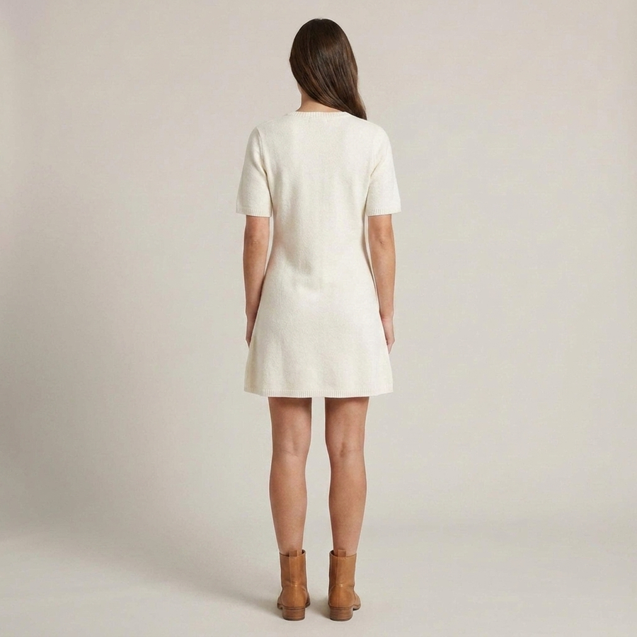 PLUXSTYLE::numise::aveline-gold-button-mini-dress::back