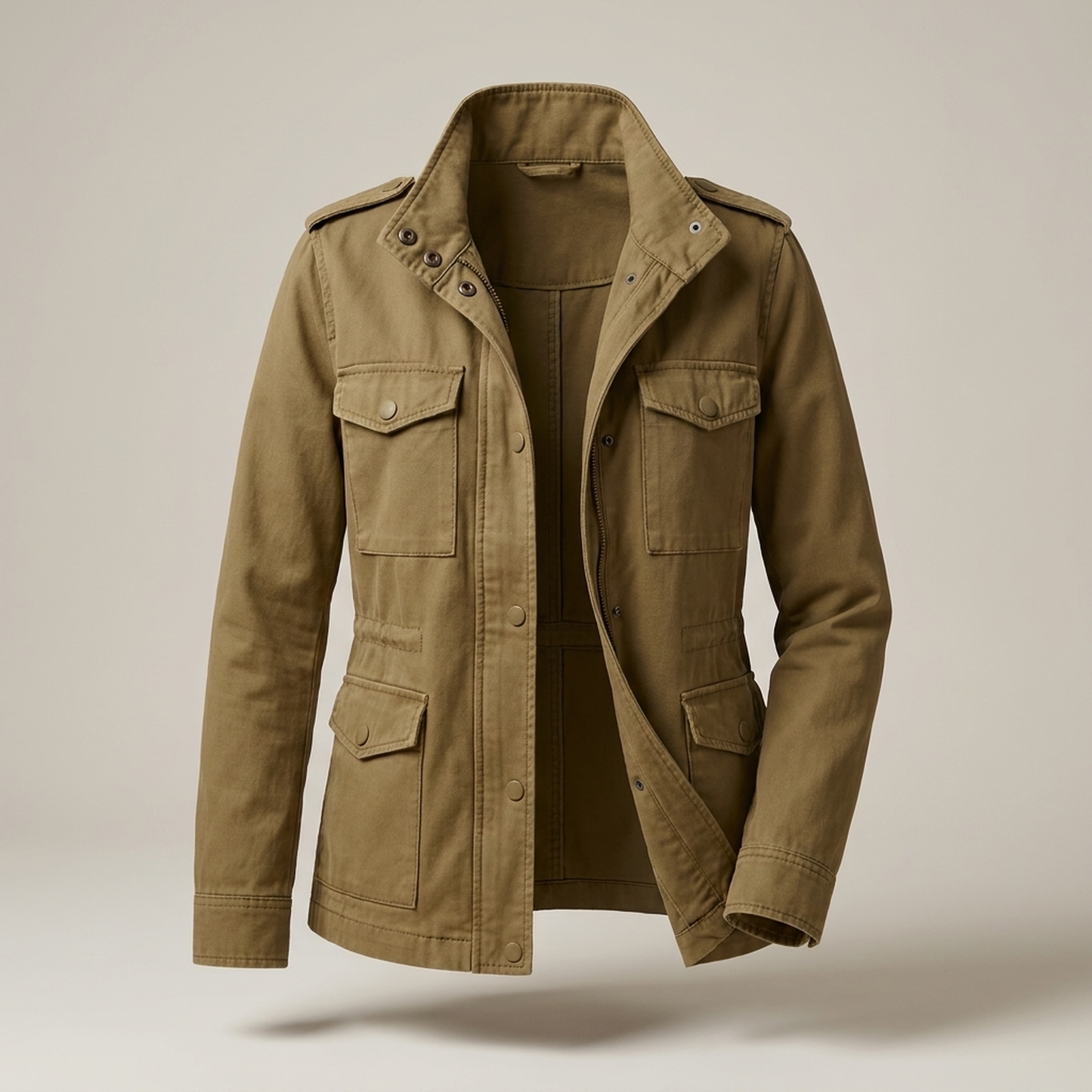 PLUXSTYLE::numise::military-inspired-utility-parka::pack-brown