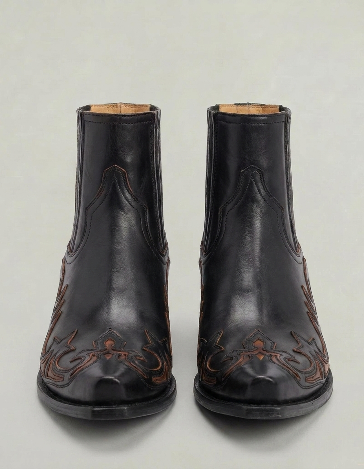 PLUXSTYLE::numise::mens-square-toe-western-boots::pack-black