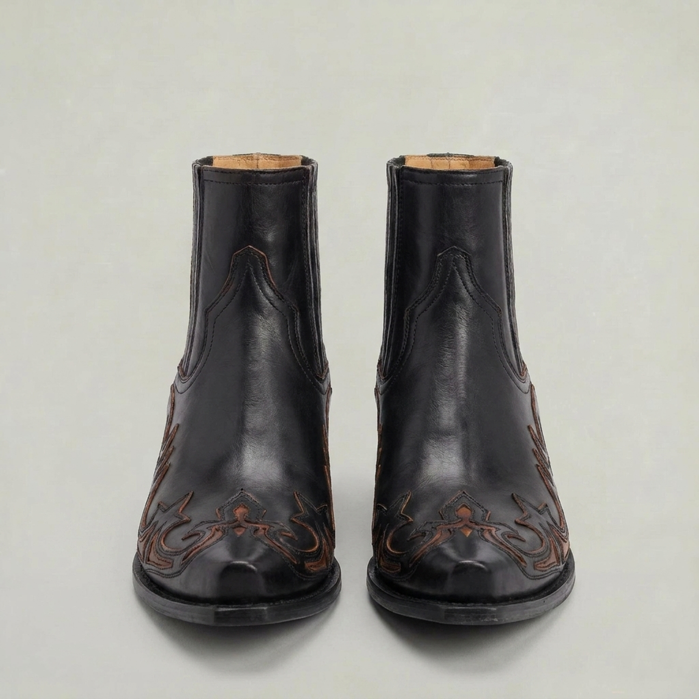 PLUXSTYLE::numise::mens-square-toe-western-boots::pack-black