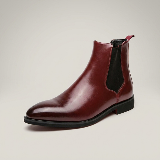 PLUXSTYLE::numise::carlo-burgundy-chelsea-boots::closeup-hero